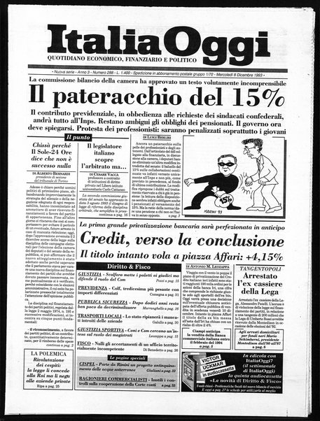 Italia oggi : quotidiano di economia finanza e politica